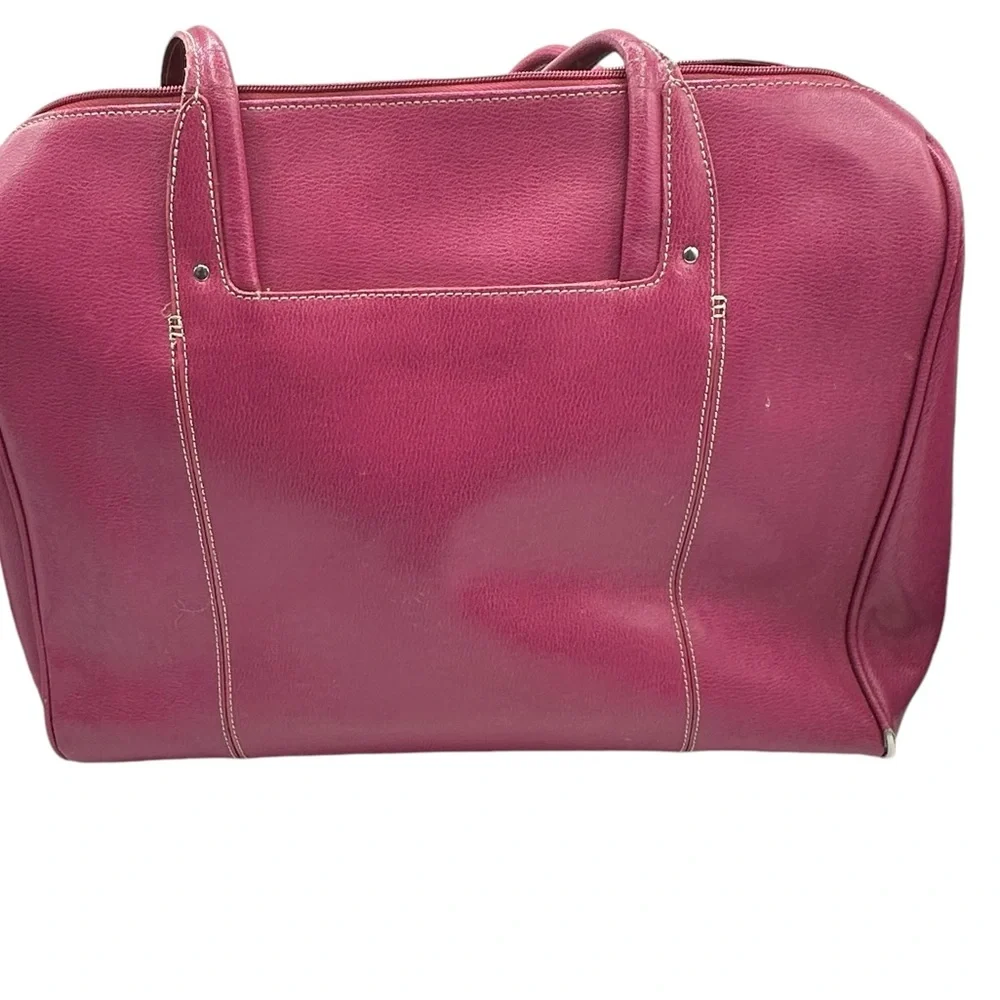 Franklin Covey leather briefcase laptop computer bag pink‎